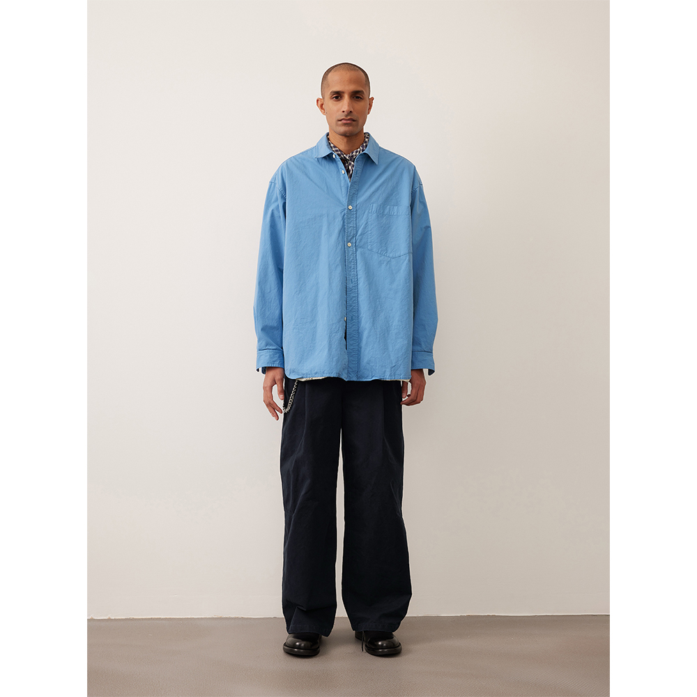 COMMON SCENTS撞色里布全棉酵素水洗做旧宽松长袖衬衫夹克外套