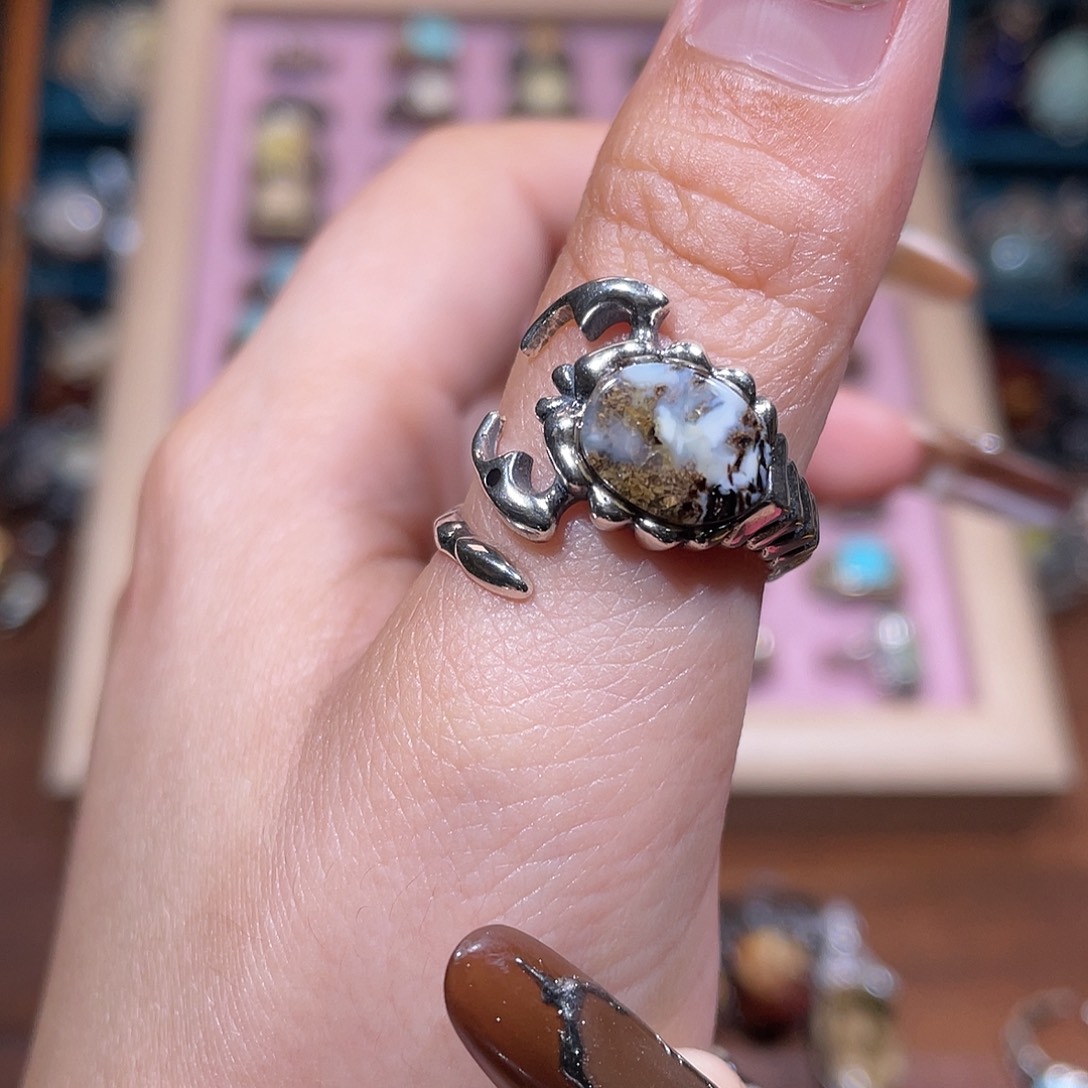 琥珀银S925镶嵌戒指