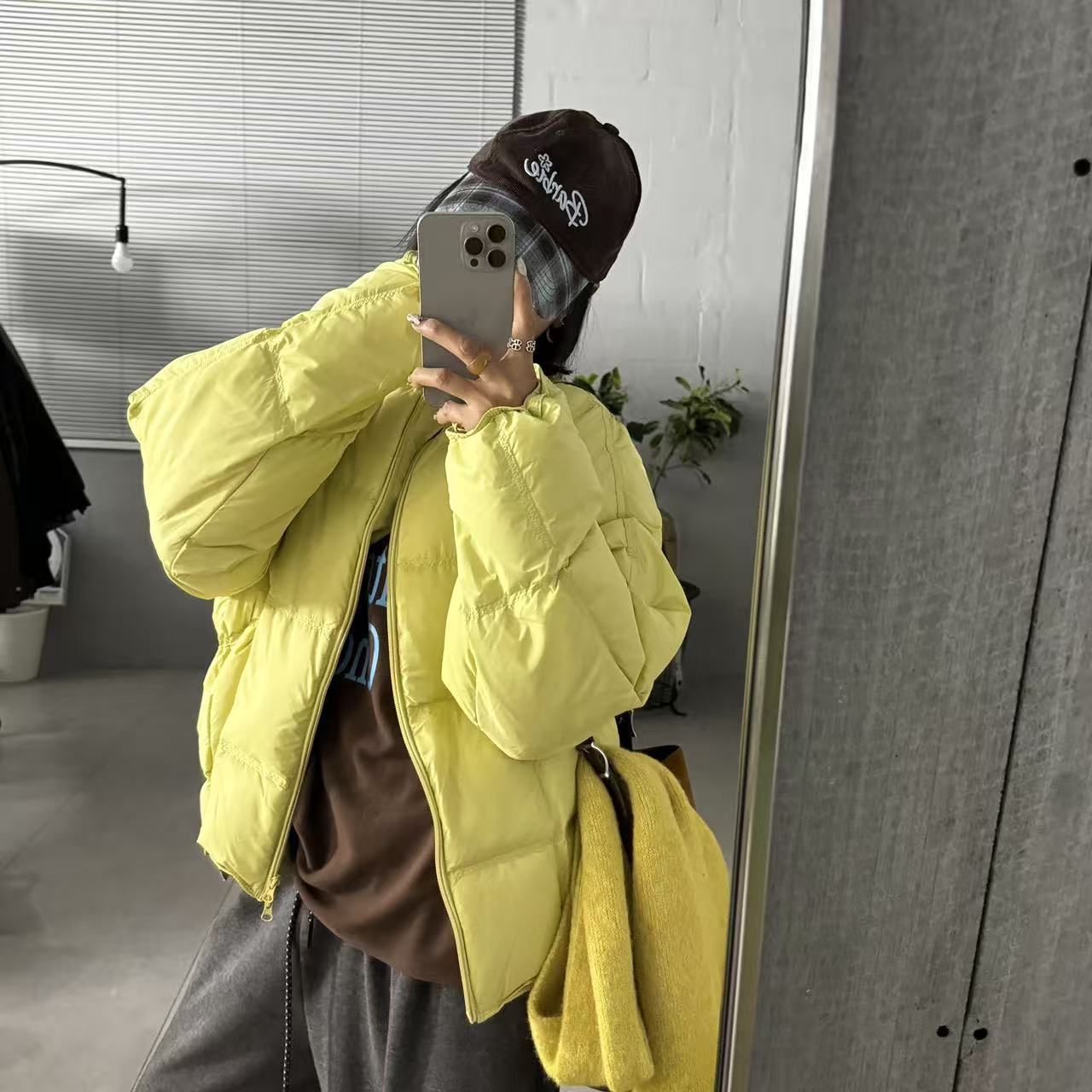 SISTERS【方格泡泡】黄色方格羽羽外套