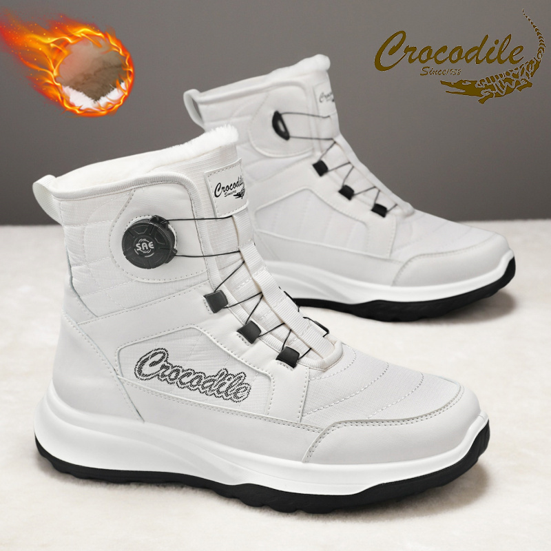 鳄鱼恤棉鞋男款冬季加绒加厚户外雪地靴男士防水防滑东北旅游棉靴