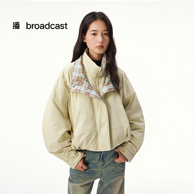 【达人专属】播25年冬季新品格纹里衬立领羽绒服短款DDS4RD5233