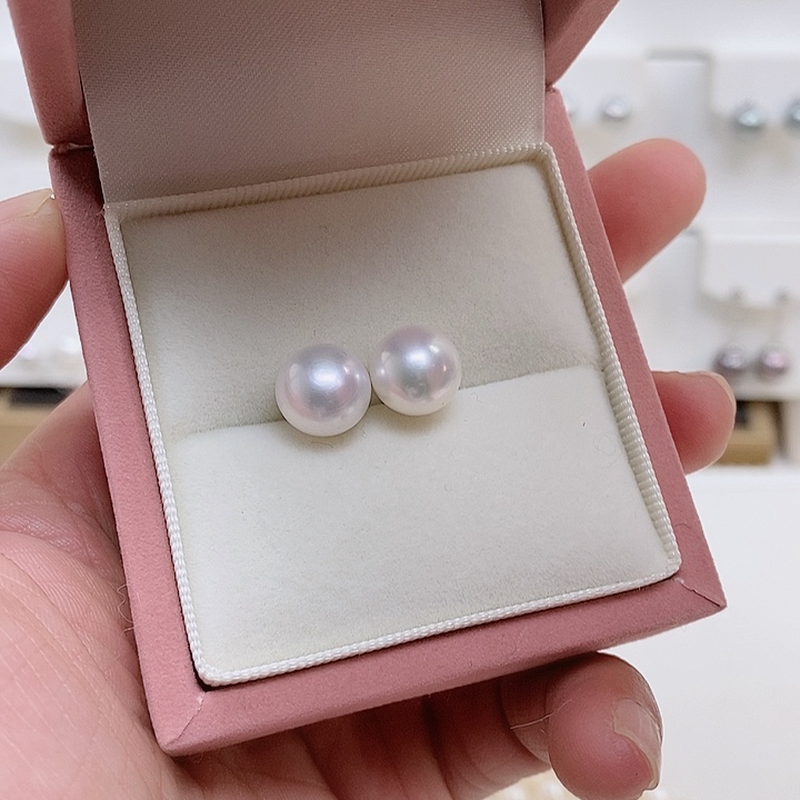 耳饰银S925镶嵌淡水珍珠9-10
