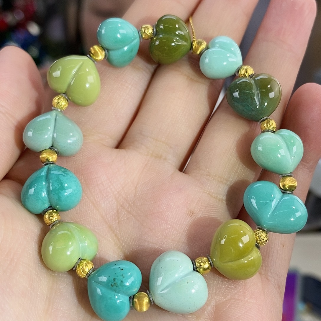 绿松石18K金镶嵌珠宝奇石