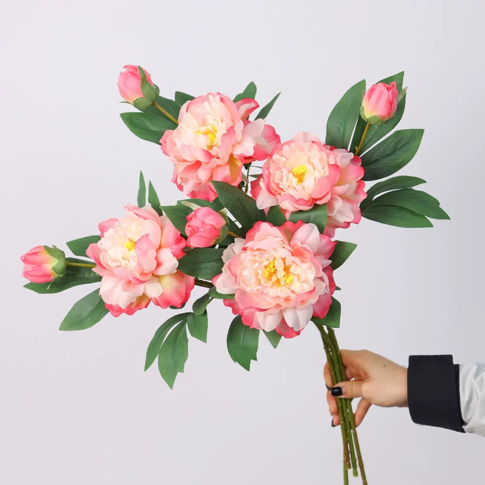 牡丹花仿真花假花摆设客厅摆件花束餐桌花艺装饰花塑料花插花绢花