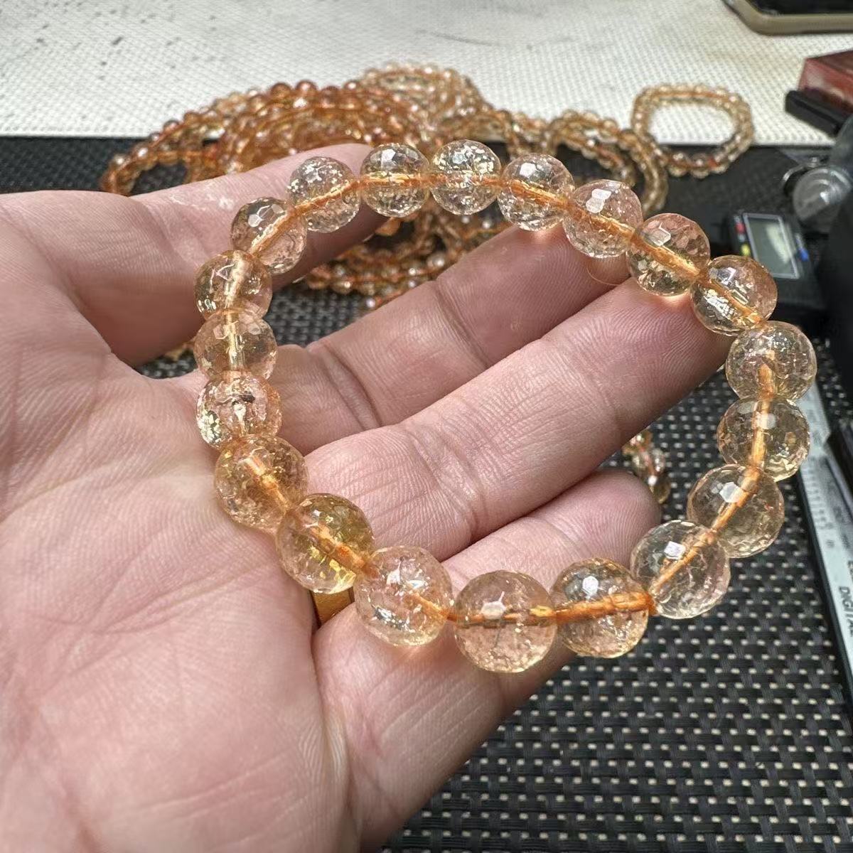 【千禧设计师】手工今夜有钱巴西透体芬达尖黄水晶手链搞钱暴富聚财