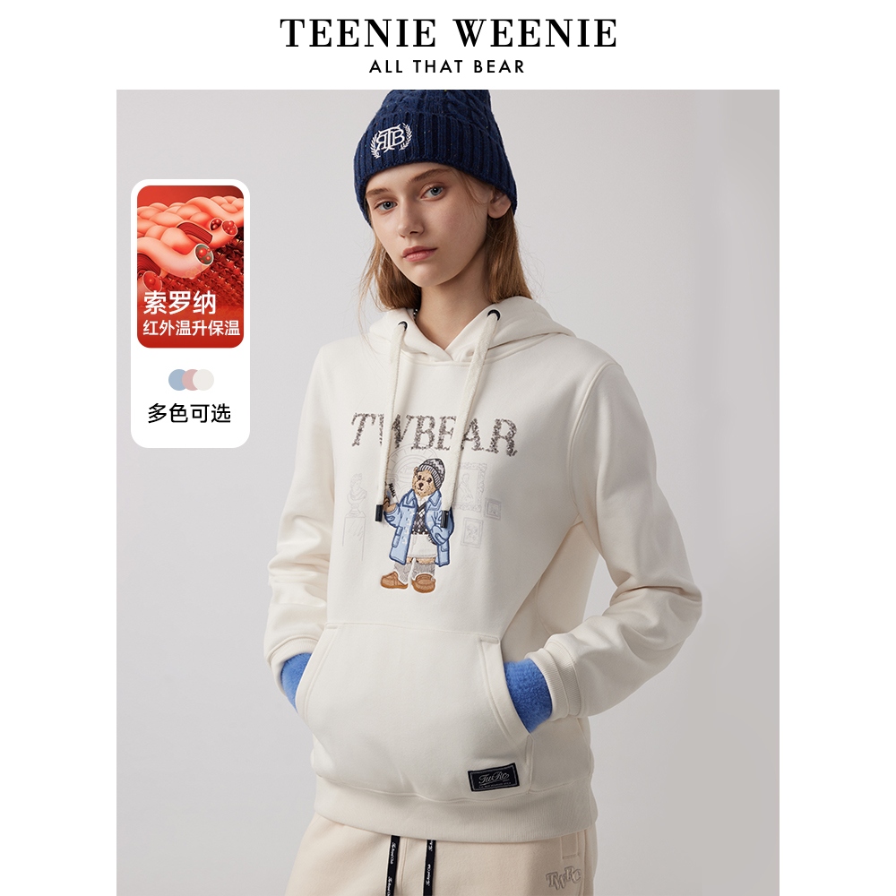 【达人专属】TeenieWeenie小熊秋学院风索罗娜加绒连帽卫衣女0152