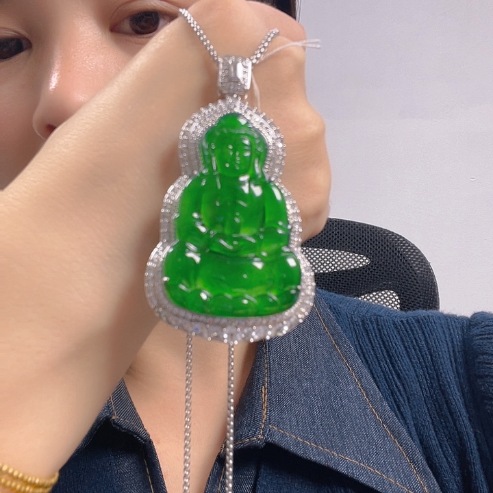 翡翠银S925镶嵌吊坠(不含链)