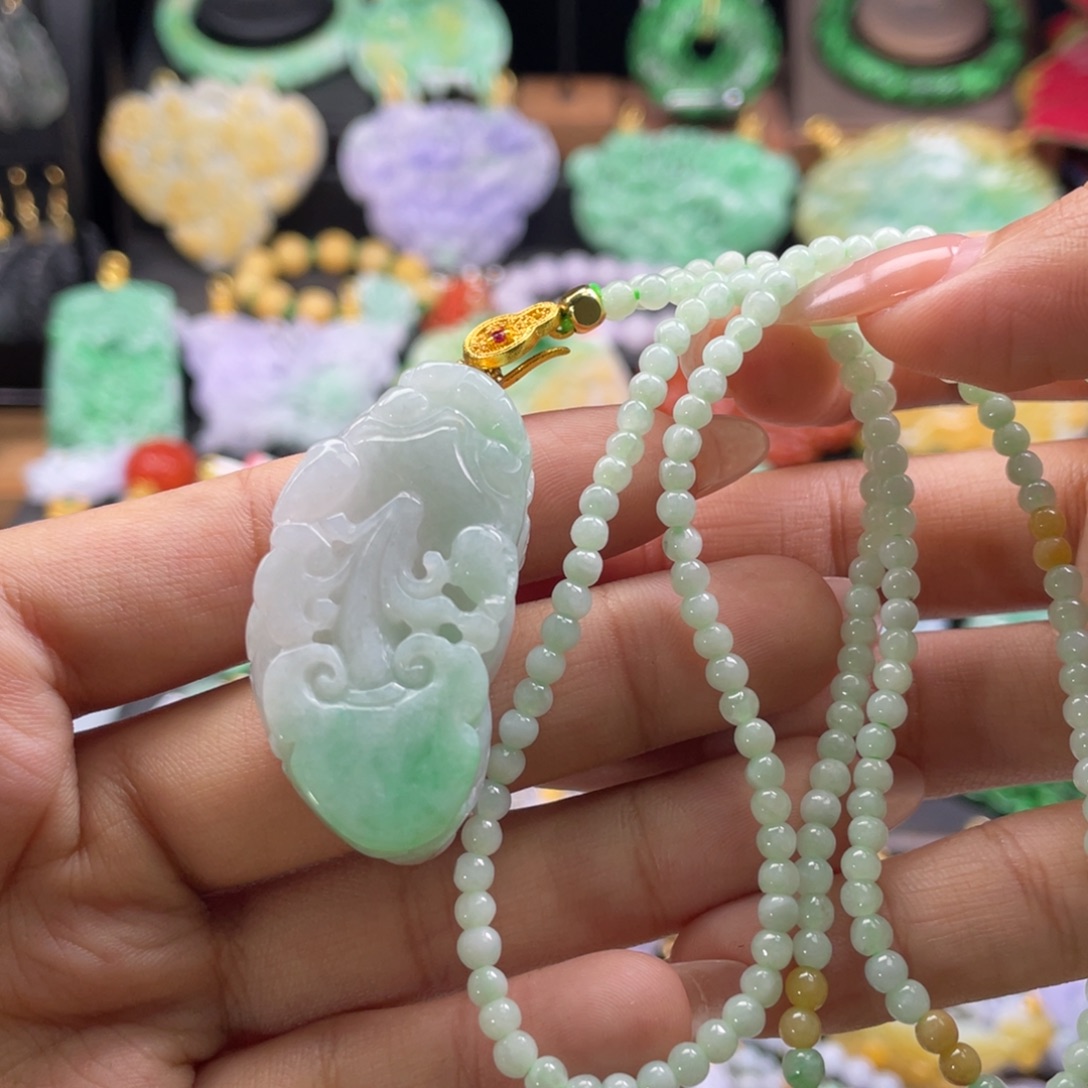 翡翠未镶嵌颈饰代编织