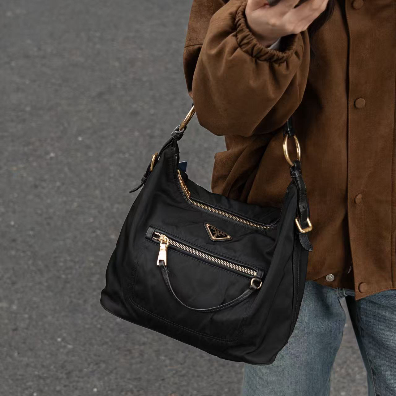 95新 Prada/普拉达 普拉达黑色单肩包