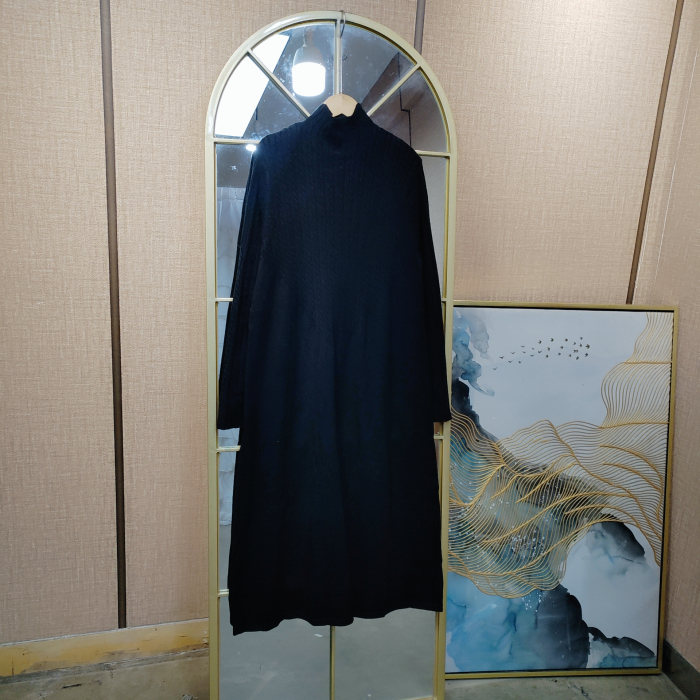 AE984孕妇黑色毛衣裙110-150