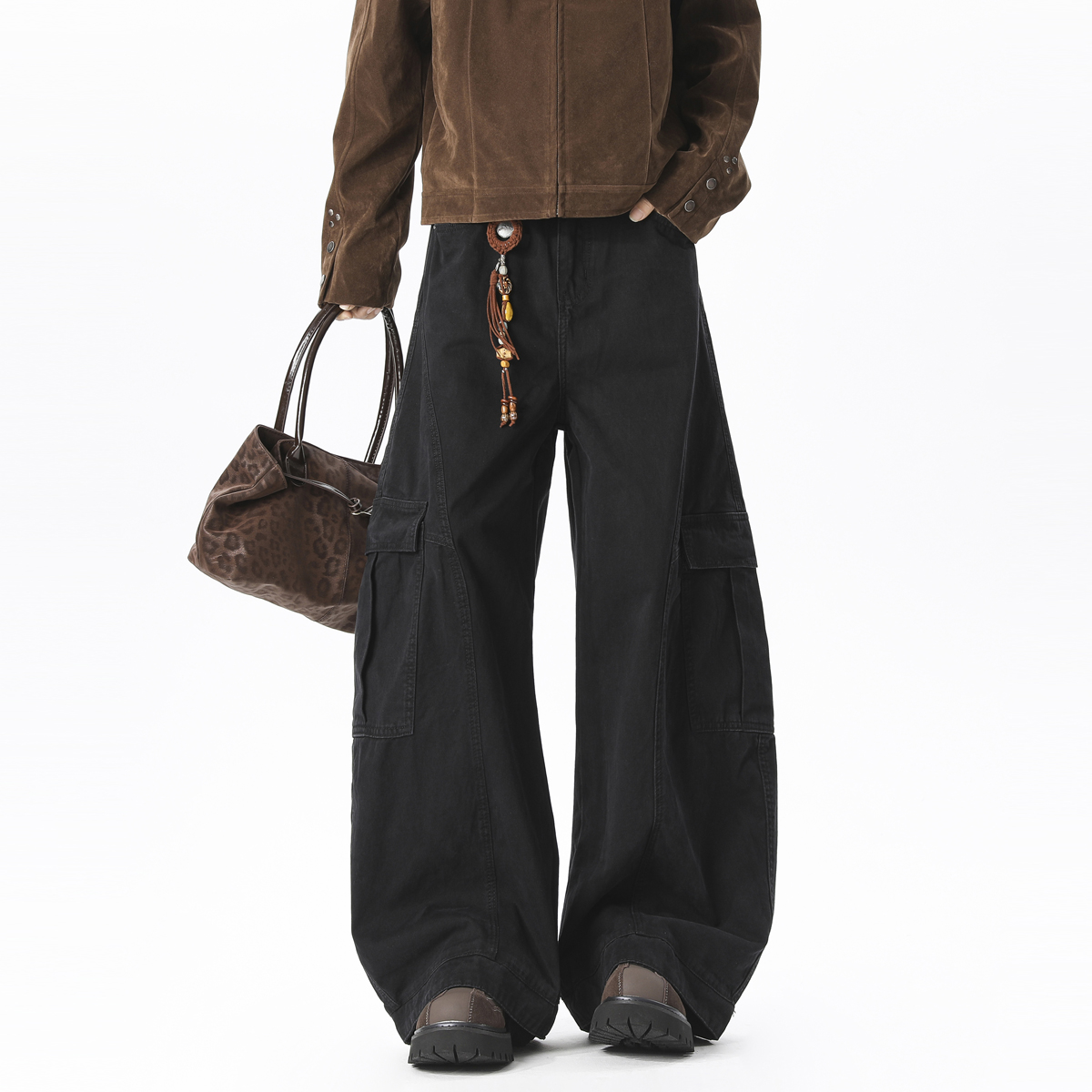 长裤直筒休闲裤宽松潮男黑色工装直筒裤工装裤HM141