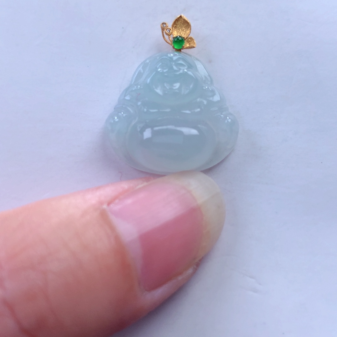 翡翠吊坠(不含链)18K金镶嵌
