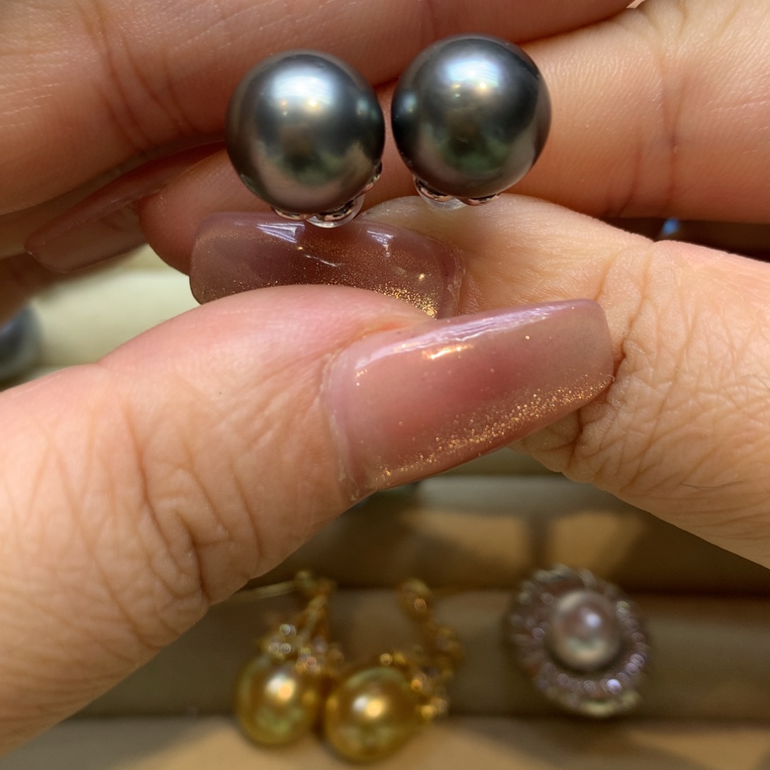 银S925镶嵌耳饰海水珍珠