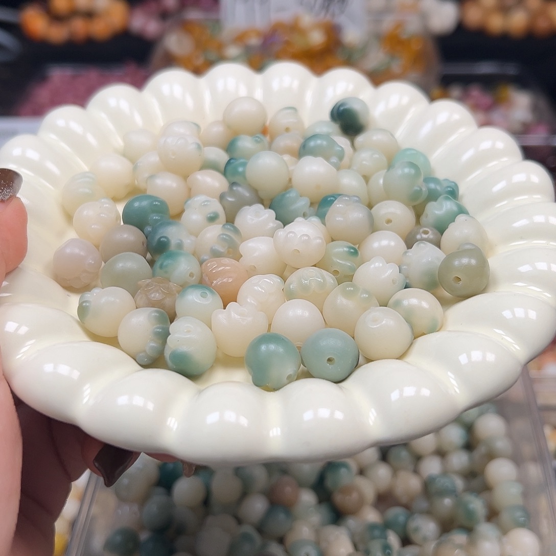 菩提根/象牙果手串海洋蓝猫爪40颗