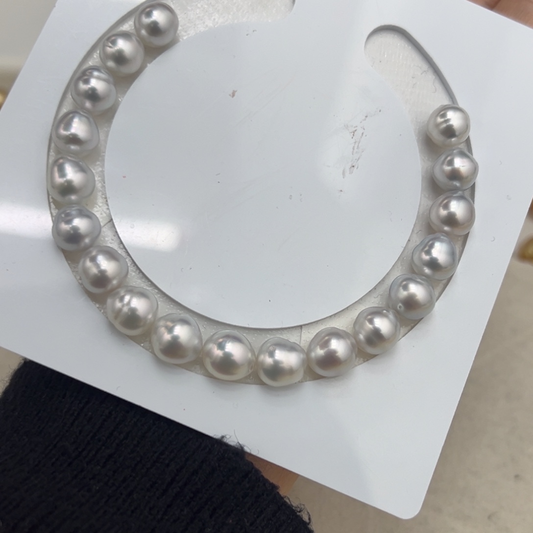 海水珍珠8-9mm冷蓝澳白手串未镶嵌