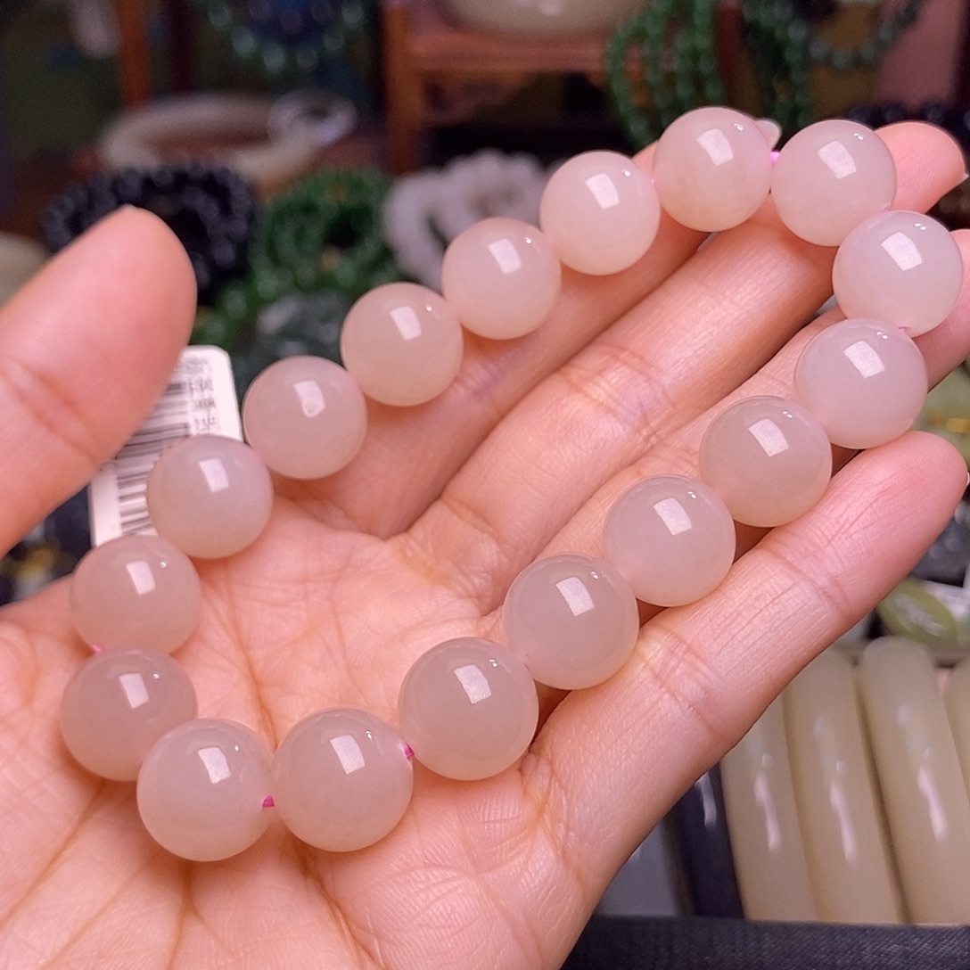 和田玉未镶嵌颈饰熟藕粉脂膏级手链约12MM