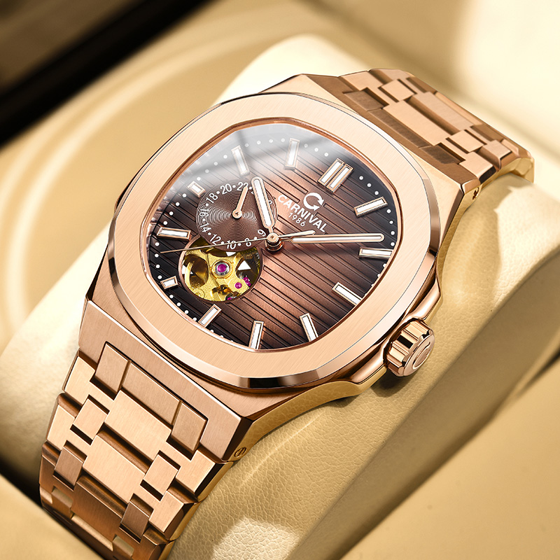 嘉年华男士机械腕表小秒针镂空机械防水夜光高端腕表8159