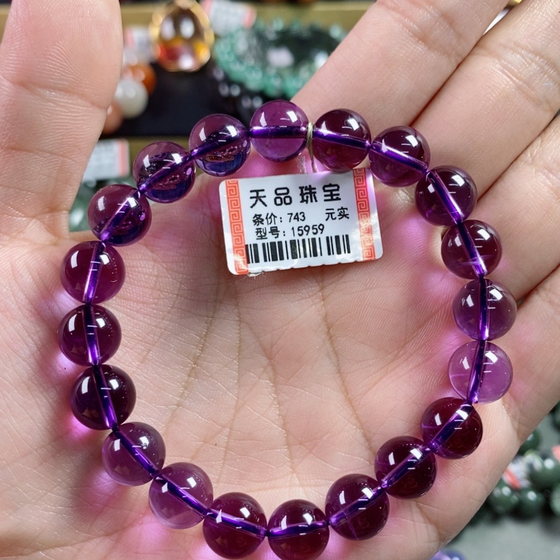 水晶手串未镶嵌马****豆紫水晶15959