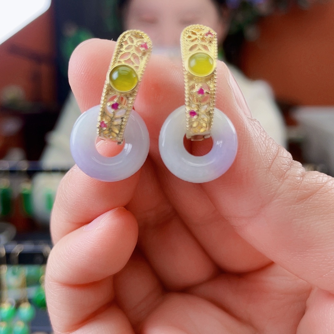 翡翠未镶嵌耳饰饰品