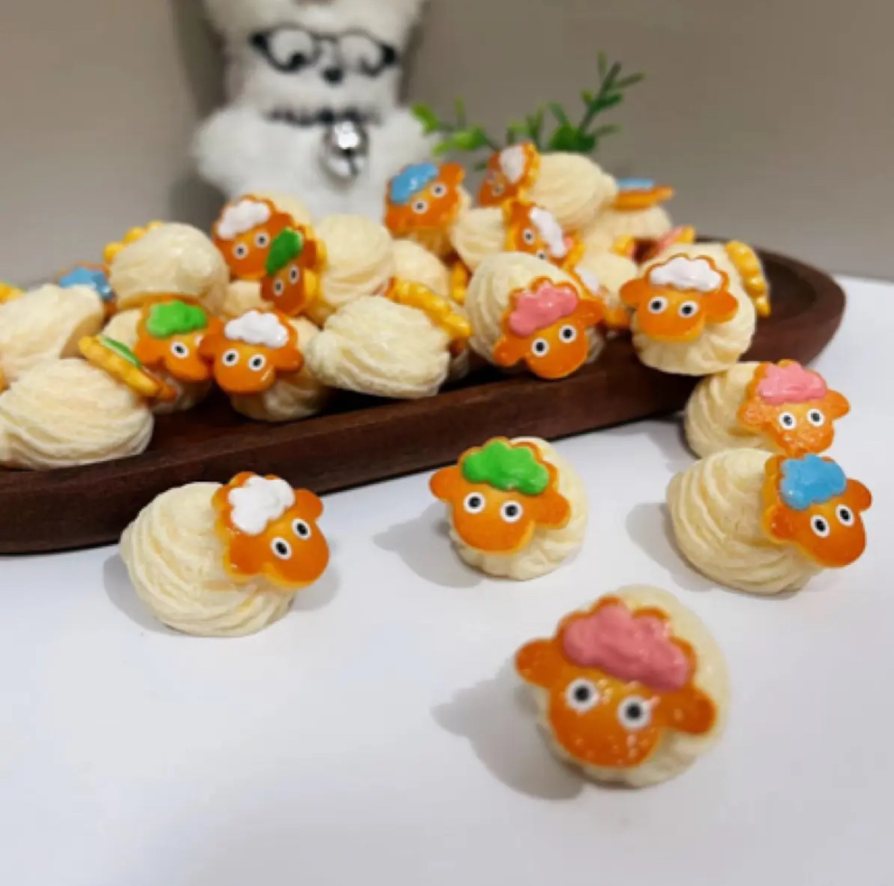 团总定制 小羊曲奇链接树脂配件