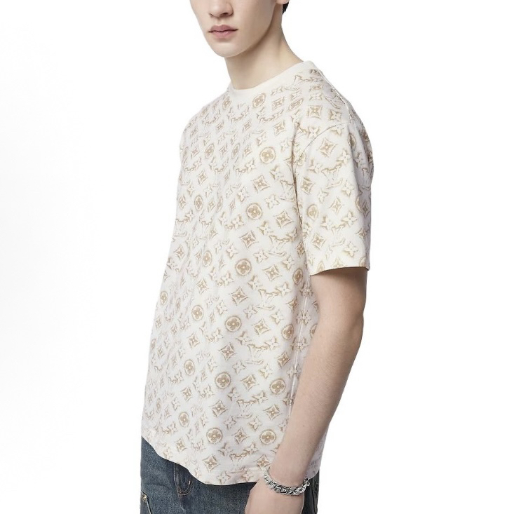 95新 LouisVuitton/路易威登 8023/FW23 米色短袖T恤/S码/微瑕