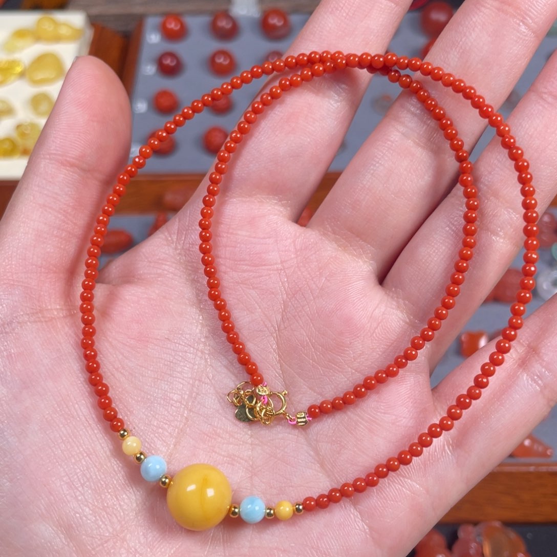 南红玛瑙单珠锁骨链未镶嵌