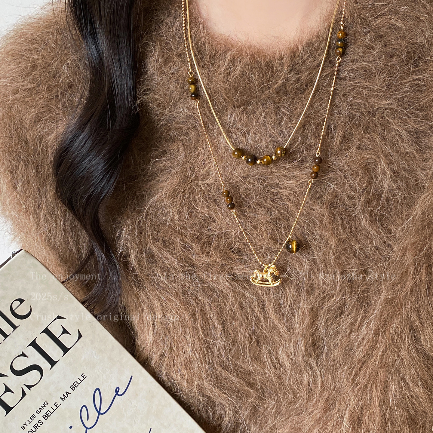 铜合金项链 梅姐饰品23 本命年复古小马项链毛衣链秋冬长款配饰