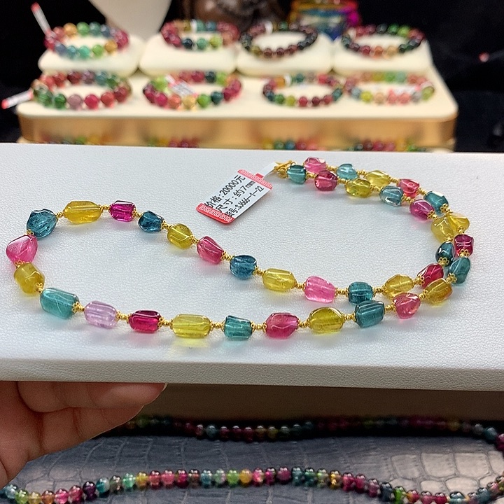 碧玺手链未镶嵌彩虹手串7mm