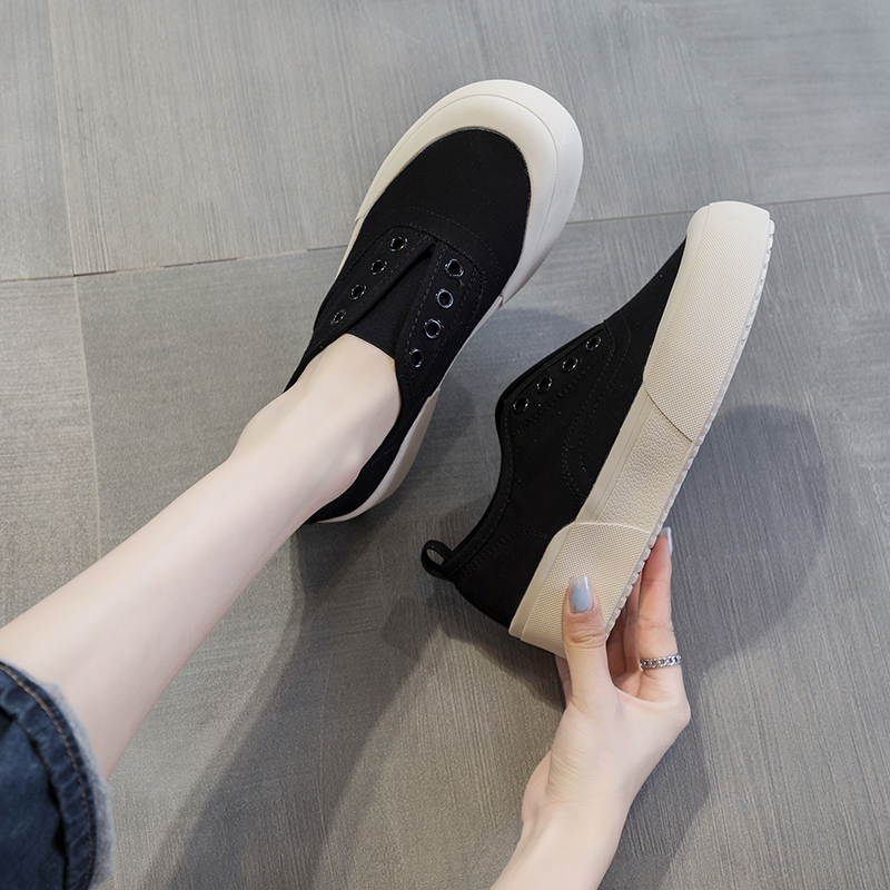 厚底防滑百搭帆布鞋女2025新款春夏款女款爆款软底轻便不累脚板鞋