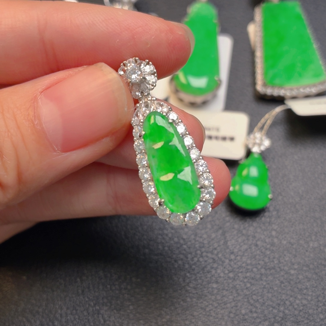 翡翠银S925镶嵌吊坠(不含链)