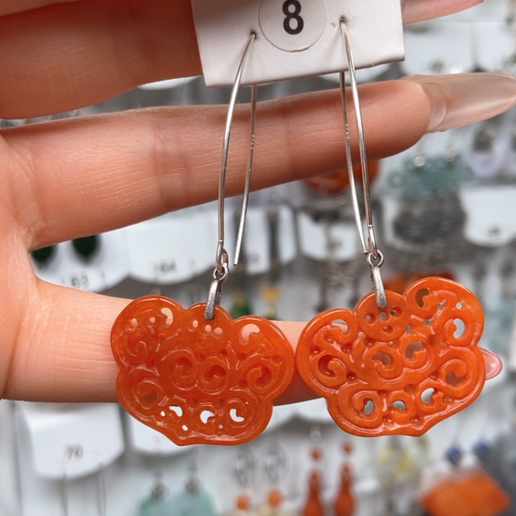 【闪购商品】翡翠耳饰银S925镶嵌优化耳饰