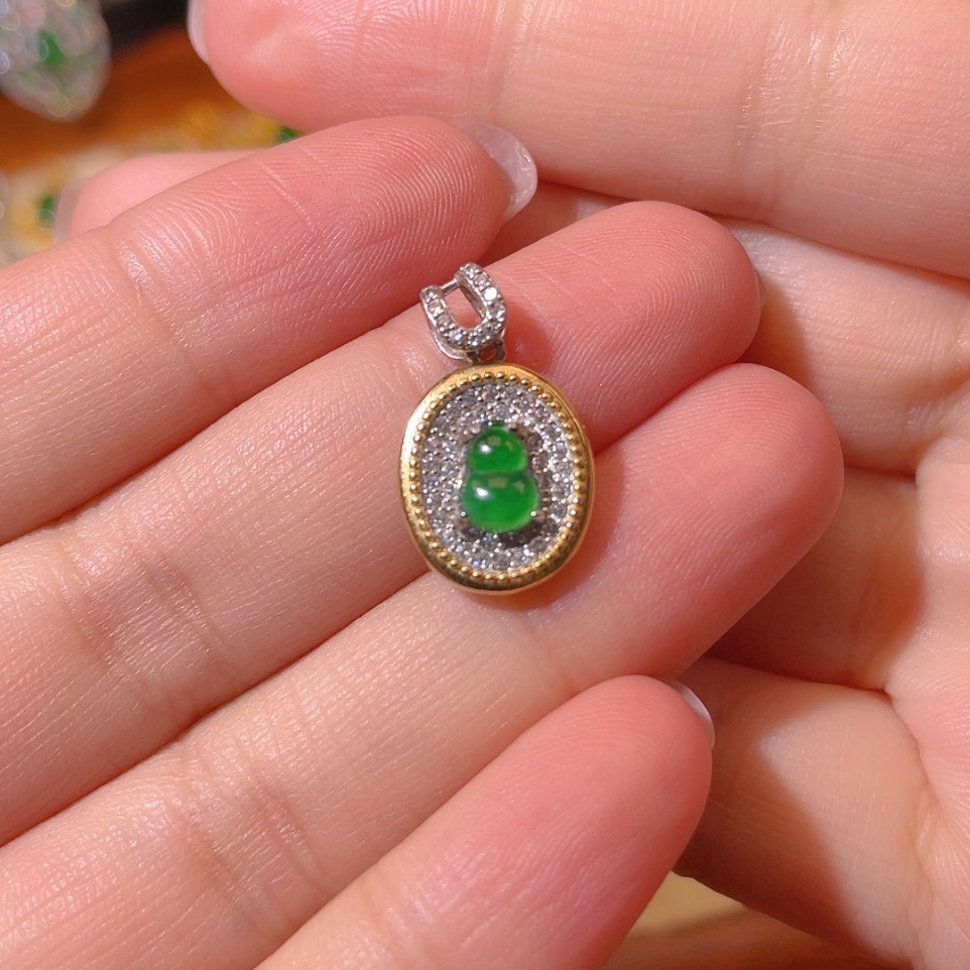 翡翠吊坠(不含链)银S925镶嵌