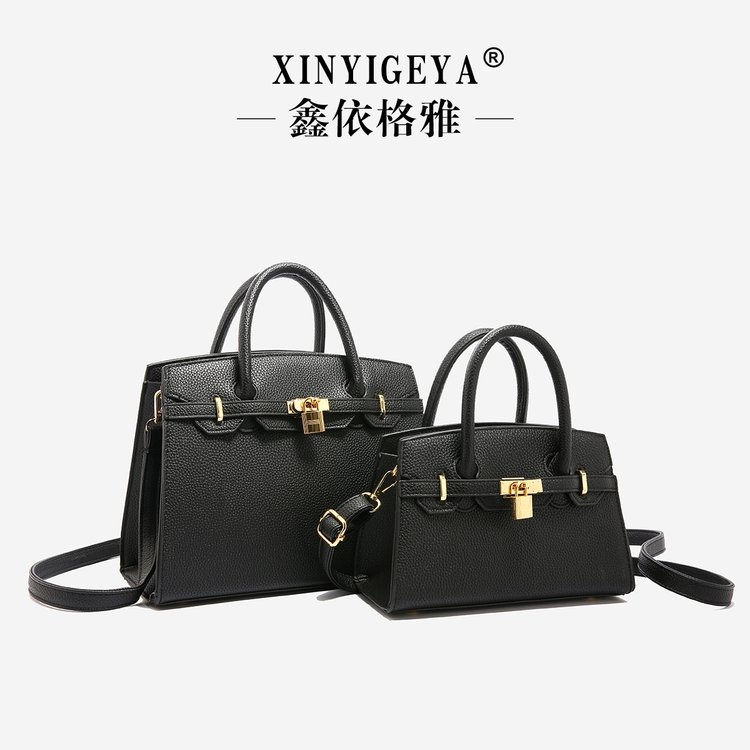 【邱子家】时尚单肩拉链包手提包托特包627黑色百搭气质