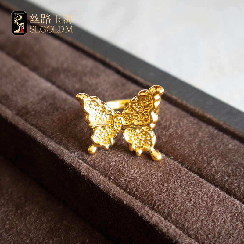 垂纹蝴蝶结戒指足金999气质轻奢时尚精致设计师