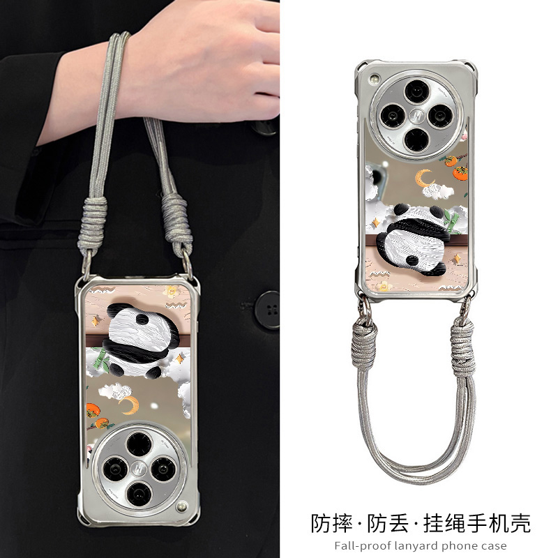 熊猫适用oppofindx8手机壳findx8pro镜子全包x8防摔保护oppo小众