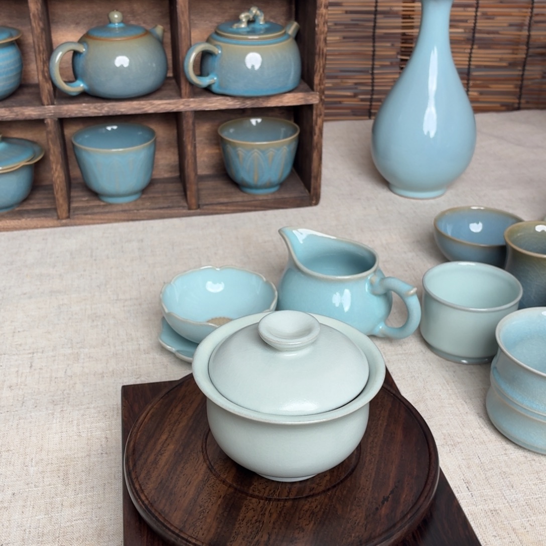 摆件陶玉珠白盖碗微瑕