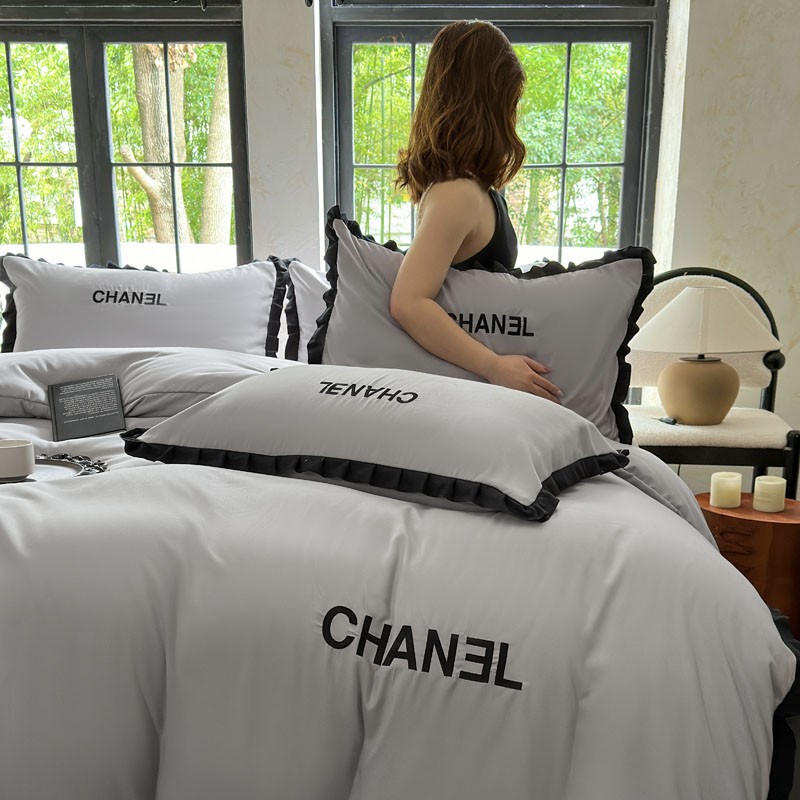 韩版甜酷风花边4件套床品套件学生宿舍单人刺绣亲肤棉被罩四件套