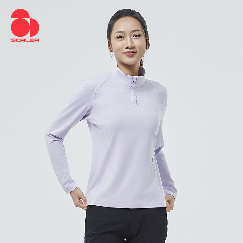 【速干排汗】思凯乐男女运动跑步长袖速干衣弹力健身半拉链F4215556