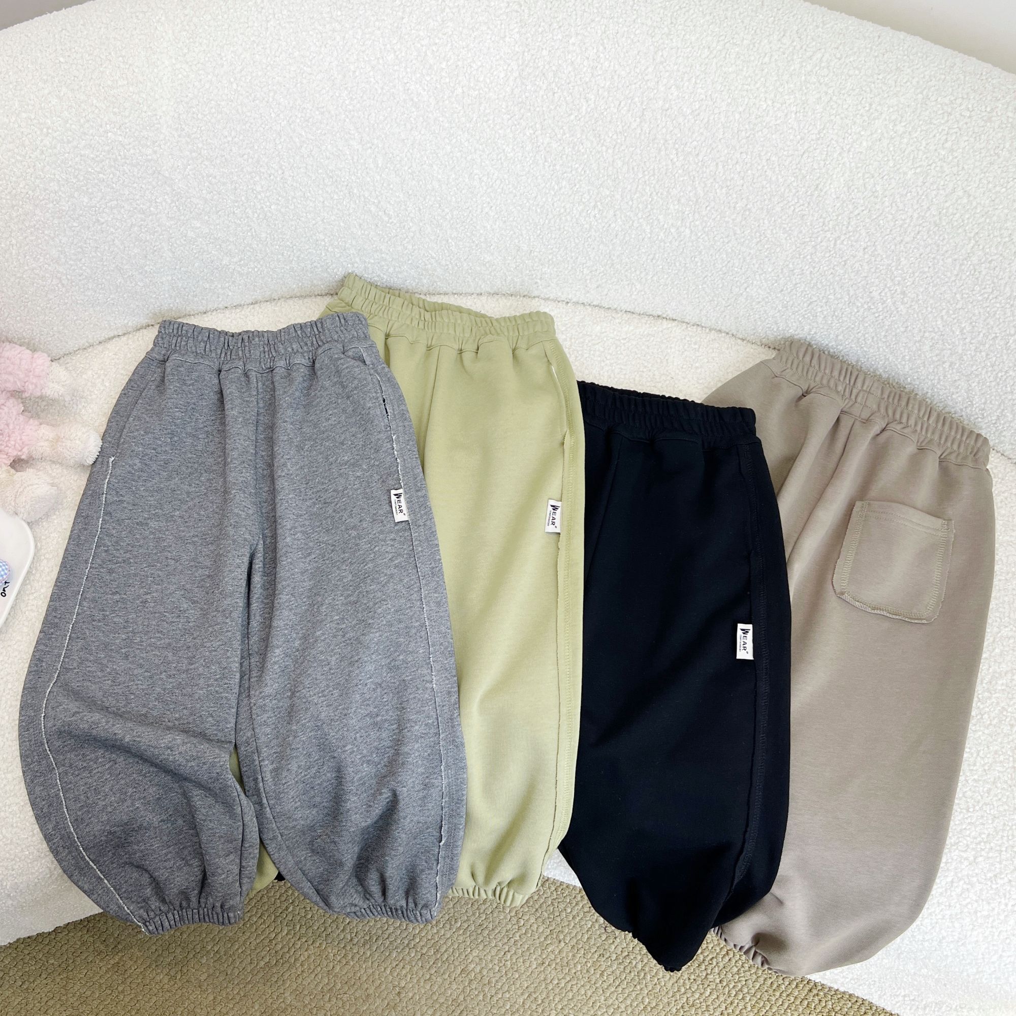 2025秋季儿童夹标毛边休闲运动裤简约纯色百搭款253521