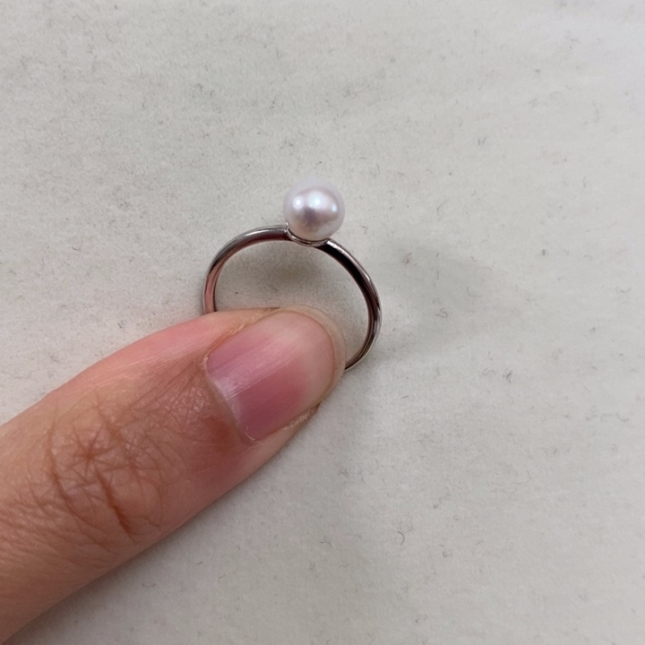 淡水珍珠戒指银S925镶嵌6-6.5正圆