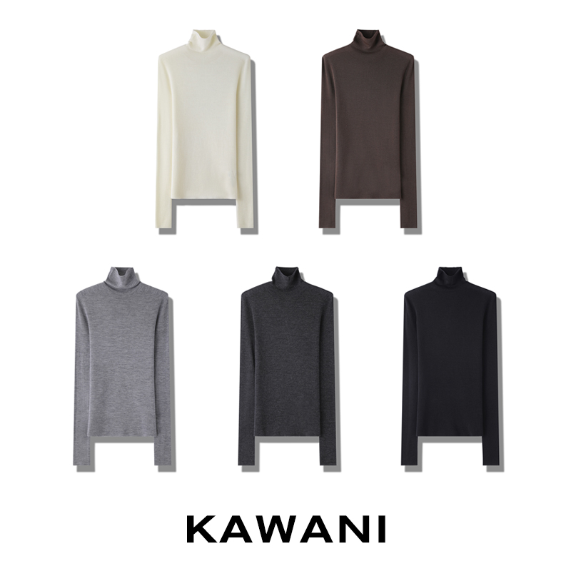 【KAWANI】120S德国Biella100羊毛岛精扬子纱高领天鹅颈打底衫