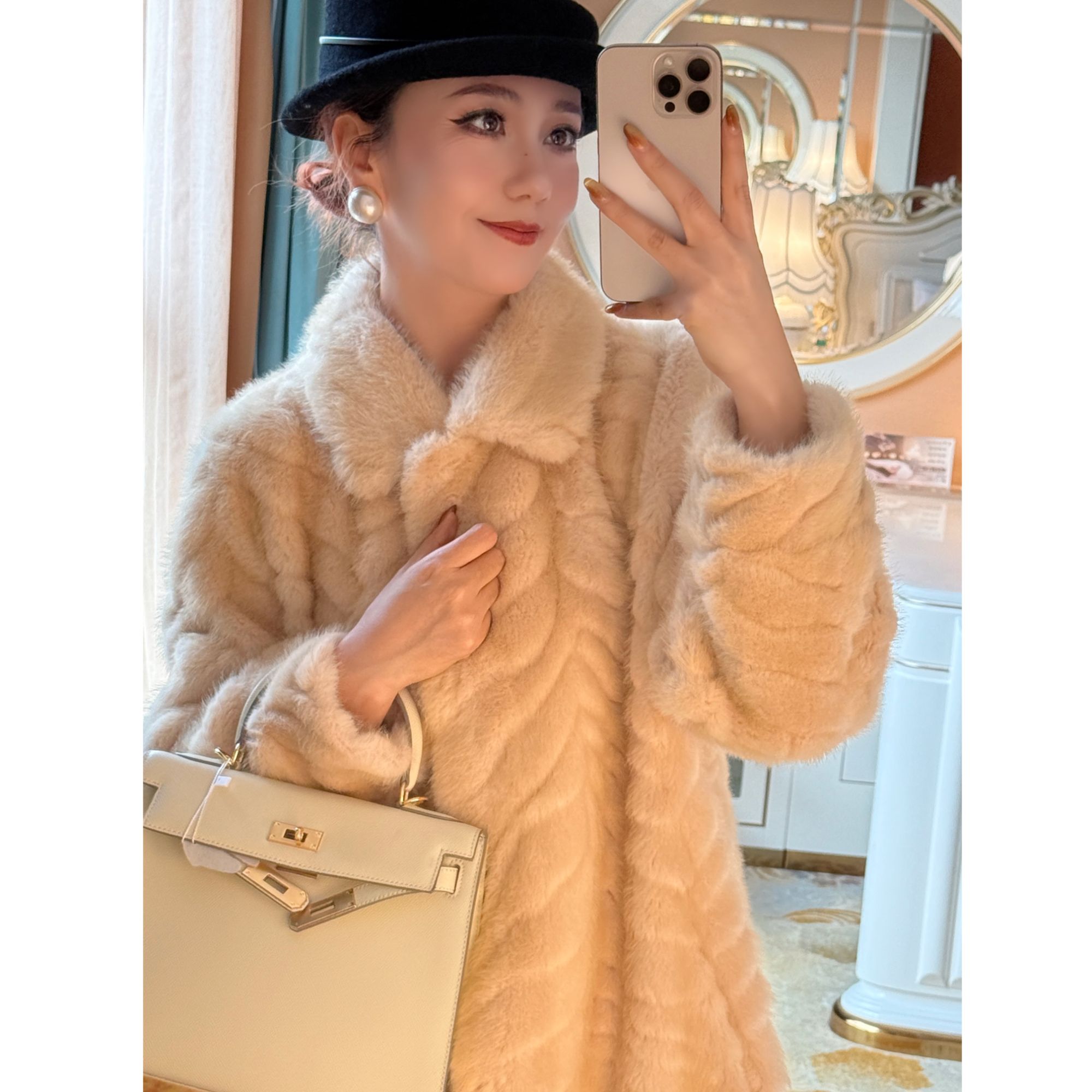 【胡子小妞】秋冬百搭保暖仿貂绒长款外套251207