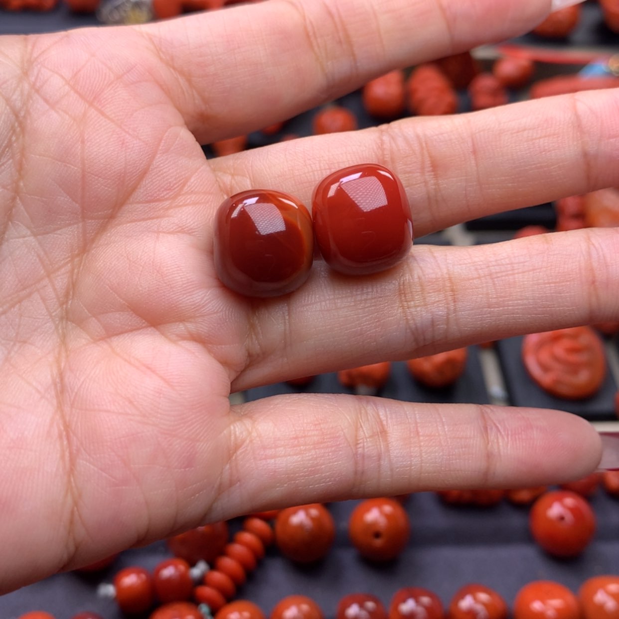 【闪购商品】南红玛瑙老型对珠14mm➕未镶嵌用****5