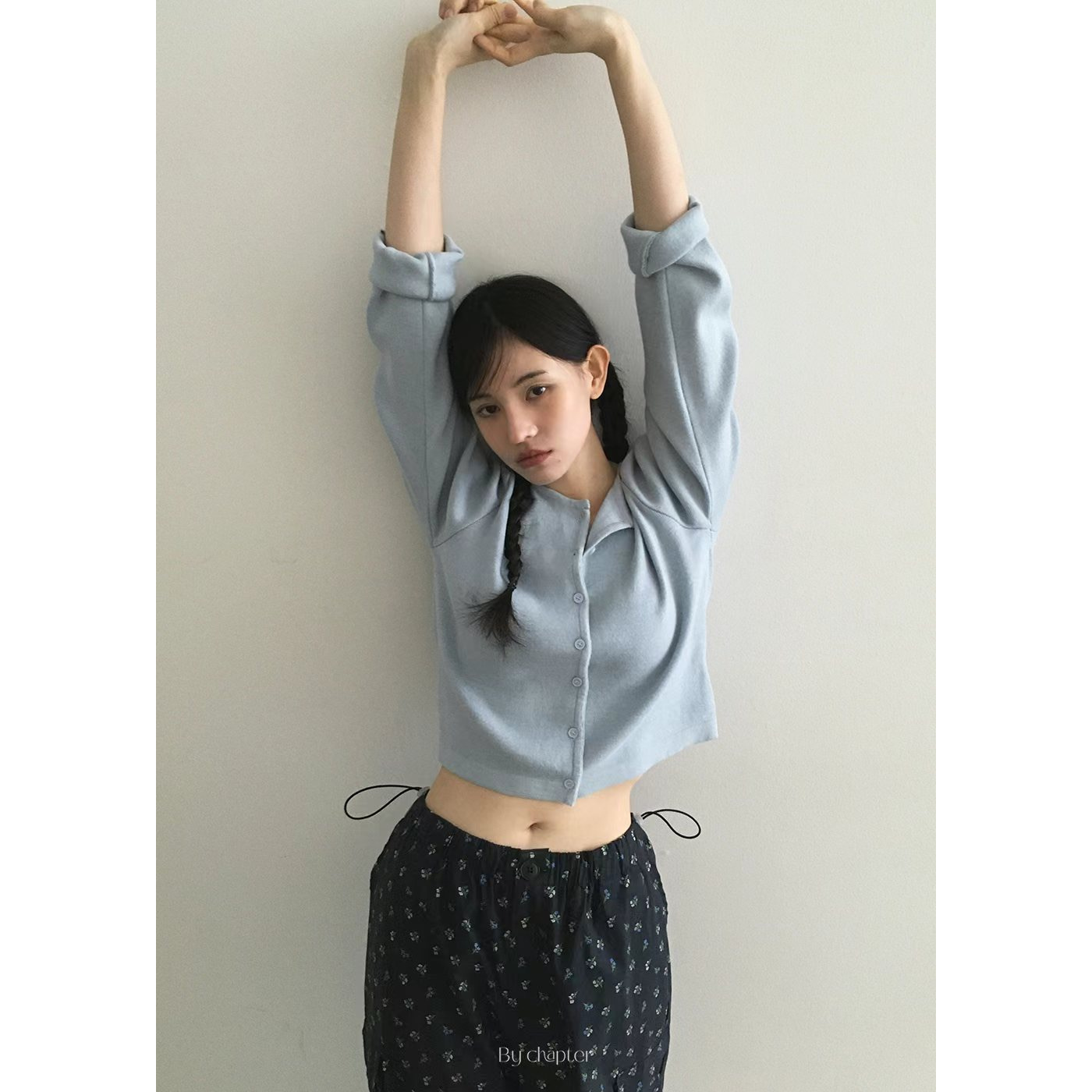 路一.韩国 Seoul代购 by chapter 蓝洞羊毛针织开衫 L25030823