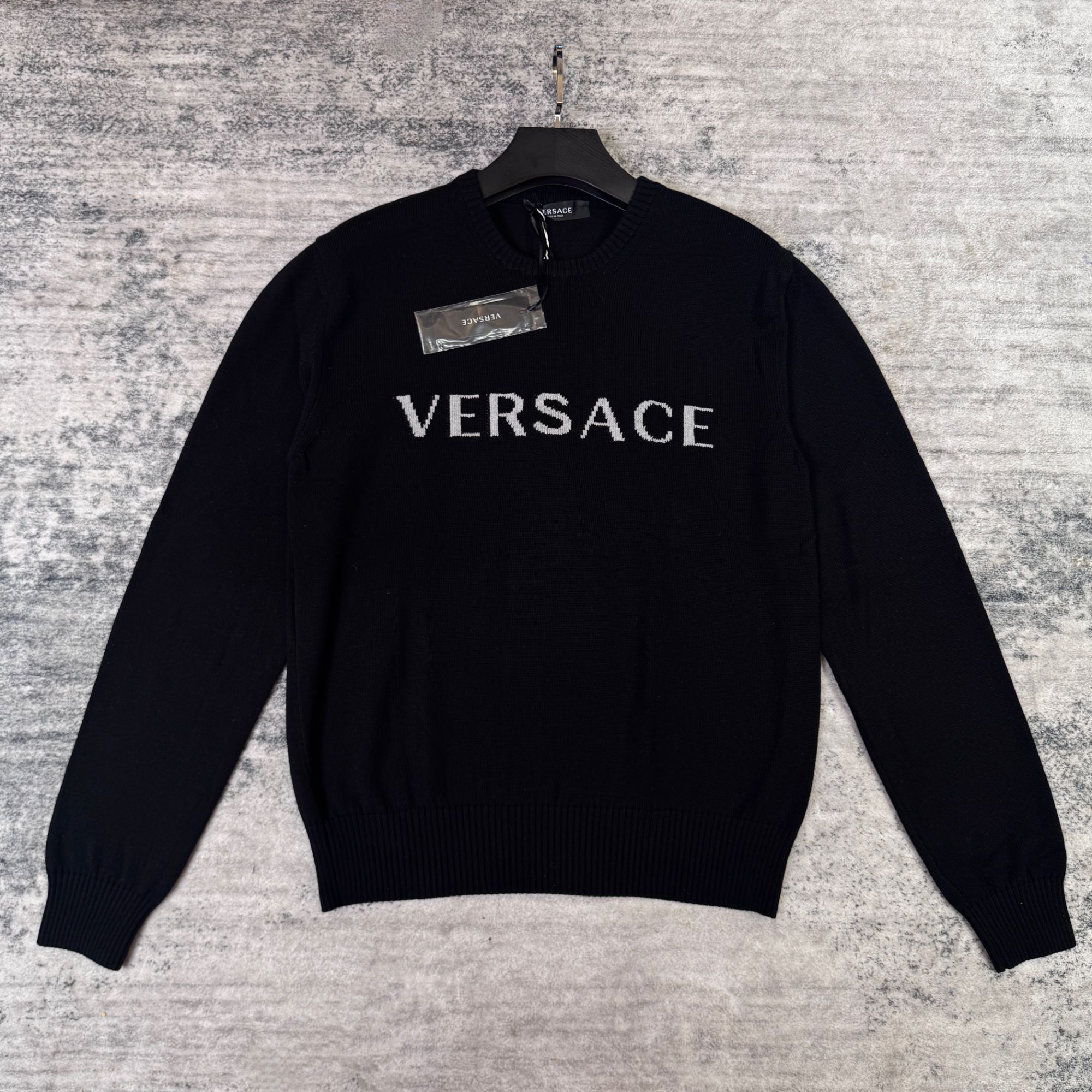 未使用 VERSACE/范思哲 Logo字母提花圆领套头针织衫