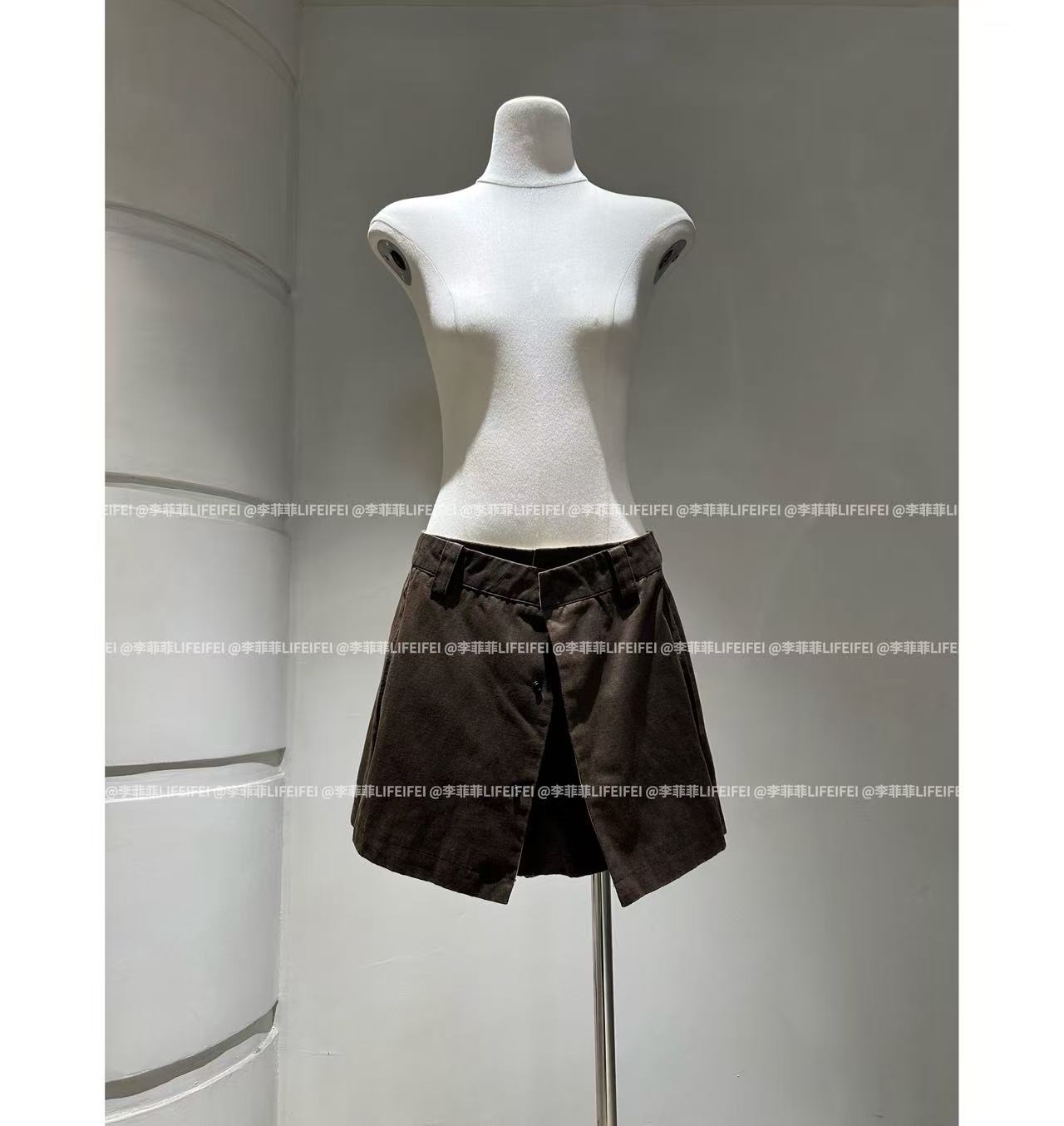 Mao店-假两件工装皮裙裤M9710