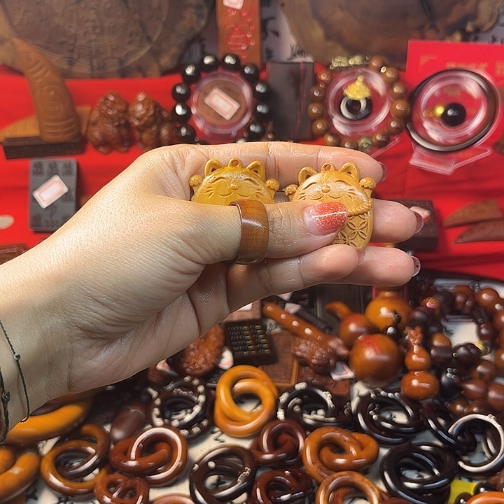 枣木桃木小猫吊坠