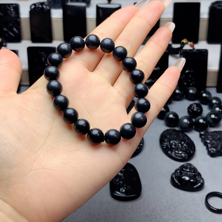 和田玉（墨玉）手串未镶嵌特价10mm