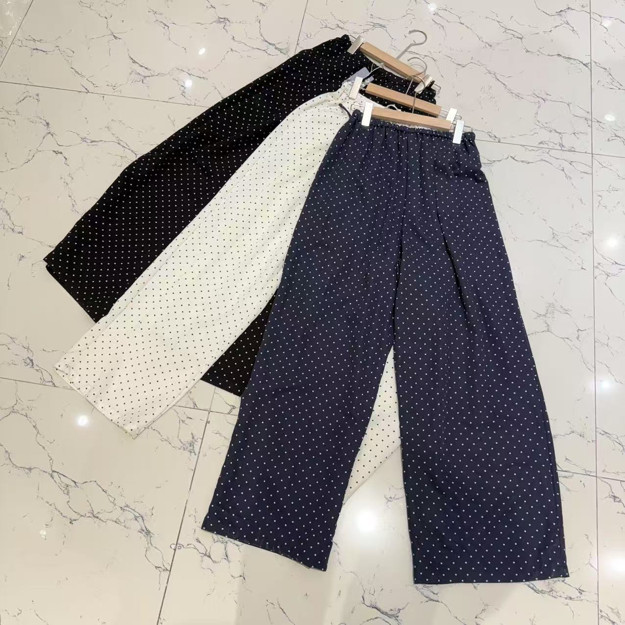 2531三色点点裤子休闲阔腿夏季时尚