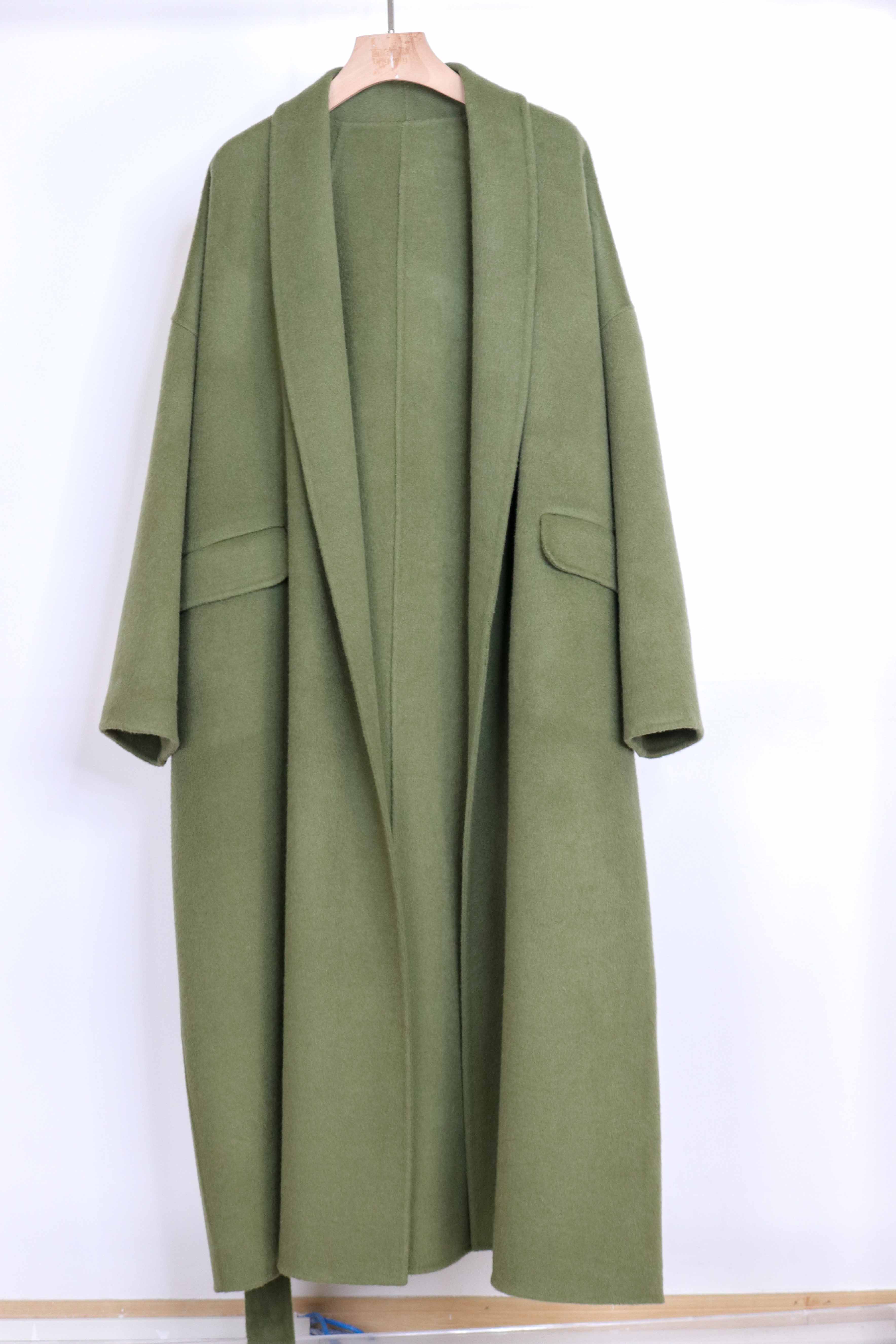 【竹云涧】韩版时尚百搭双面羊绒宽松毛呢大衣长款加厚TY24W158